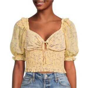 ENDLESS ROSE Floral Chiffon Crop Top Size Small